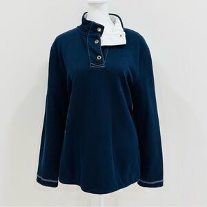 Lauren Jeans Co Women’s Sweater Blue Navy With Gold Buttons On The‎ Collar Sz XL